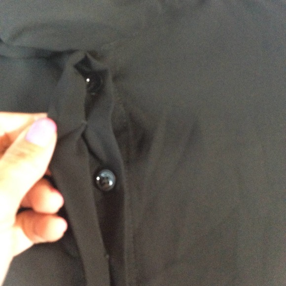 Catherine Malandrino Size XS Black Button Down Blouse With Neck Tie - Picture 5 of 9